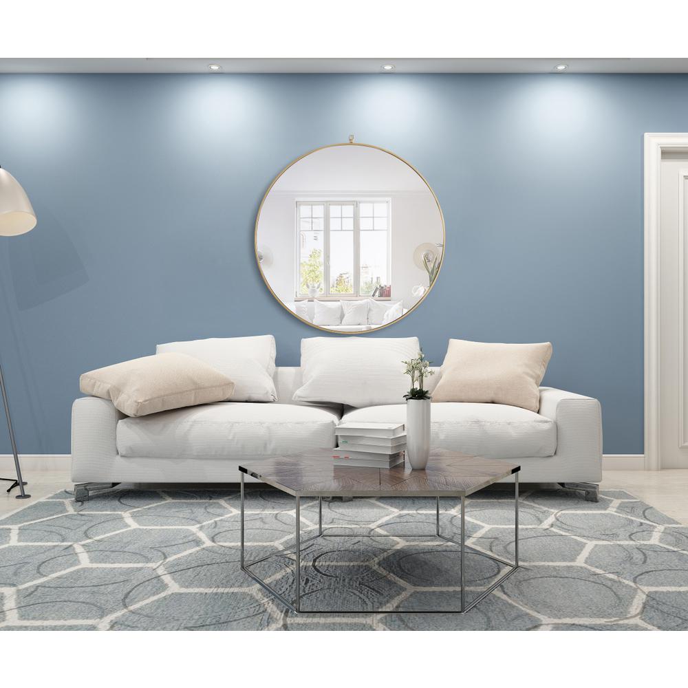 Metal frame Round Mirror with decorative hook 48 inch Brass finish. Picture 11