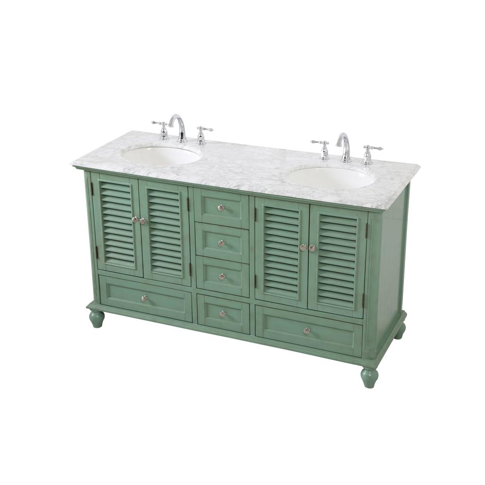 60 inch Double Bathroom Vanity in Vintage Mint. Picture 7