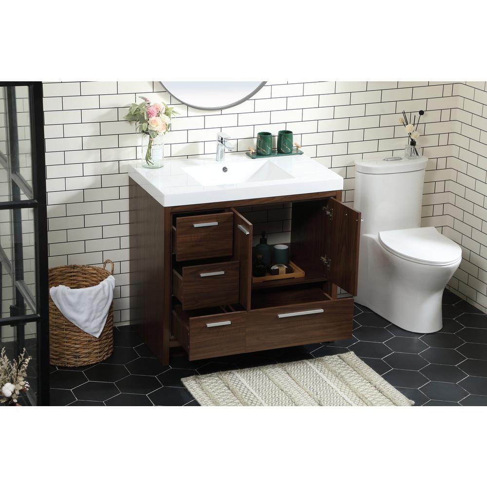 36 inch Single bathroom vanity in Walnut. Picture 3