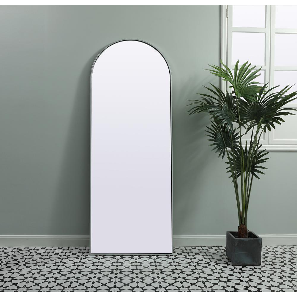 Metal Frame Arch Full Length Mirror 28x74 Inch in Silver. Picture 8