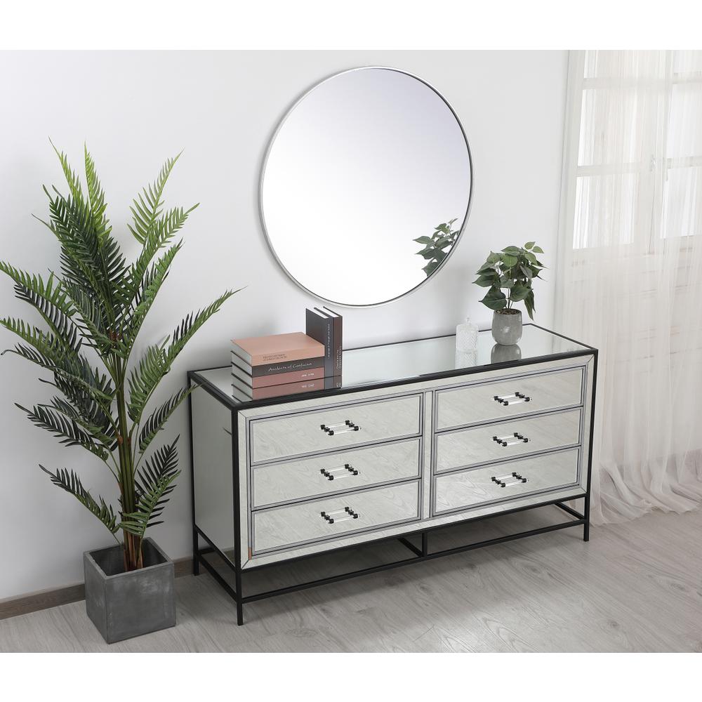 60 inch mirrored 6 drawers chest in black. Picture 3