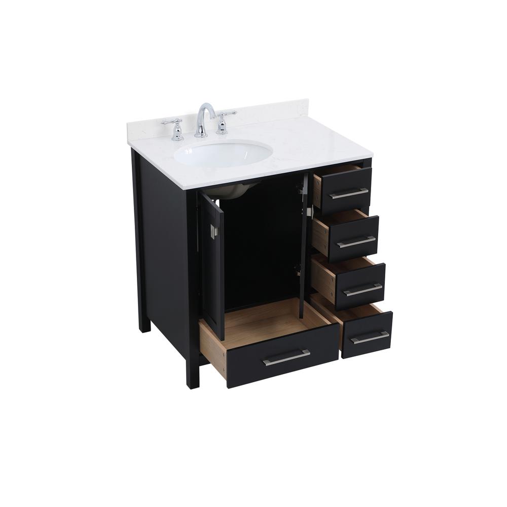32 inch Single Bathroom Vanity in Black with Backsplash. Picture 9