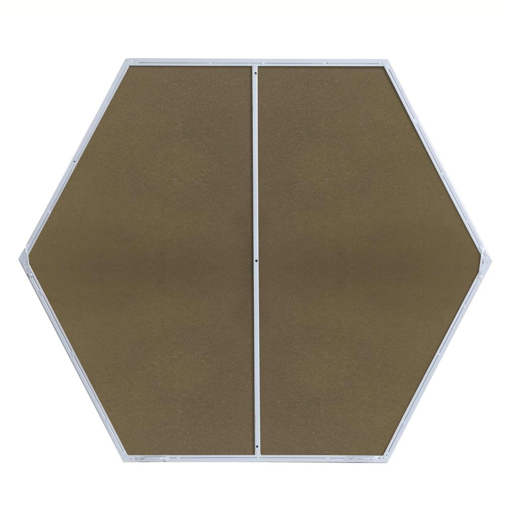 Metal frame hexagon mirror 41 inch in silver. Picture 12