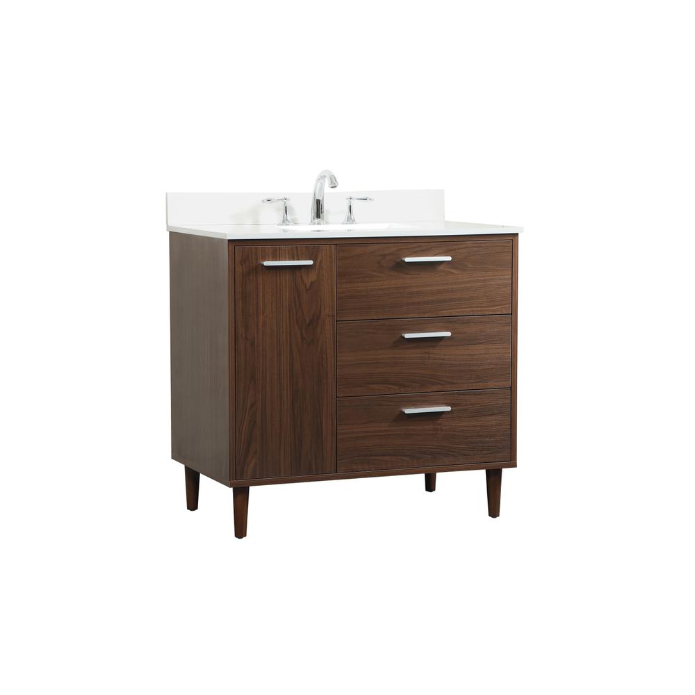 36 inch bathroom vanity in Walnut with backsplash. Picture 7