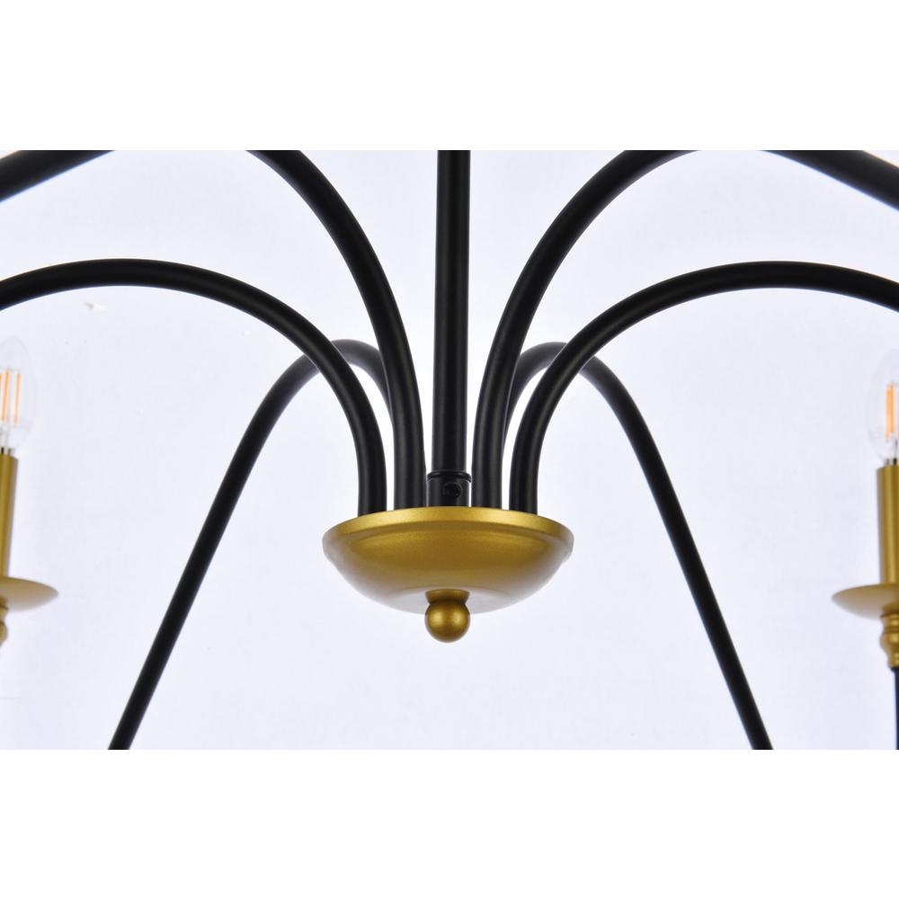 Rohan 48 inch chandelier in matte black and brass. Picture 3
