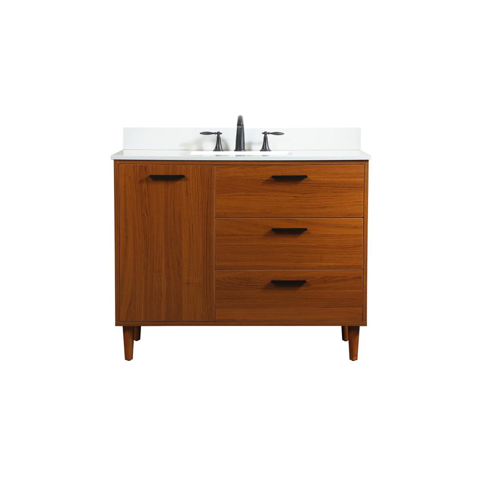 42 inch bathroom vanity in Teak with backsplash. Picture 1