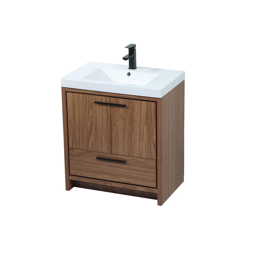30 inch Single bathroom vanity in walnut brown. Picture 8