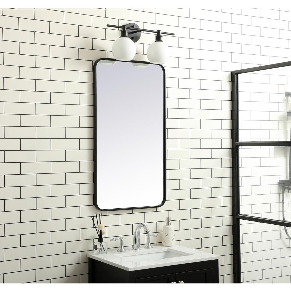 Soft corner metal rectangular mirror 20x36 inch in Black. Picture 2