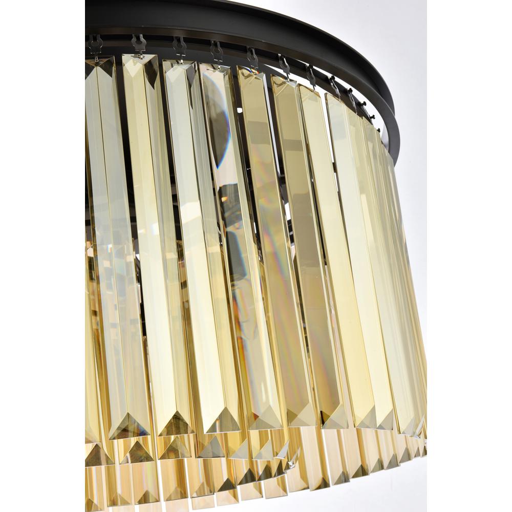 Sydney 8 light Matte Black Chandelier Golden Teak (Smoky) Royal Cut Crystal. Picture 5