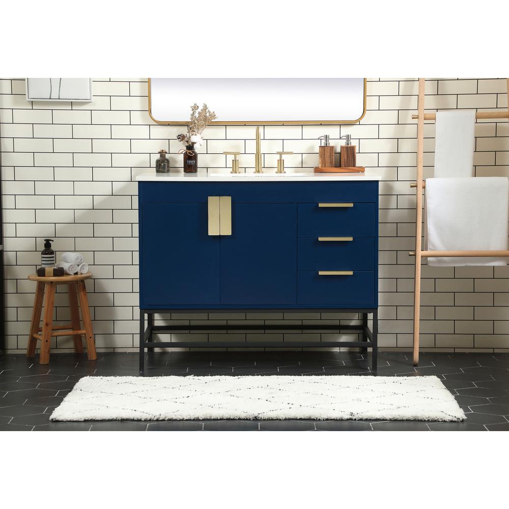 42 inch Single bathroom vanity in blue. Picture 14