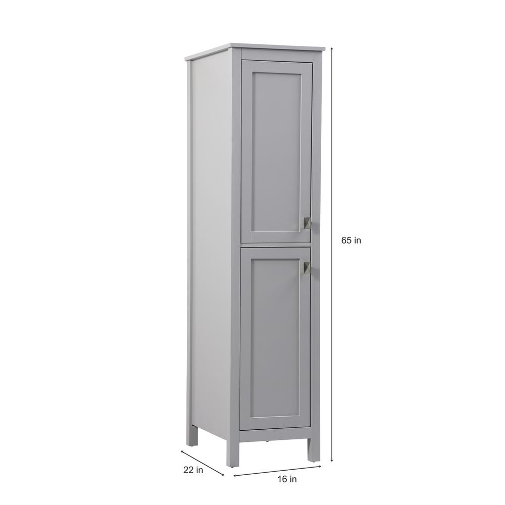 16 Inch Wide Bathroom Linen Storage Freestanding Cabinet In Grey. Picture 7