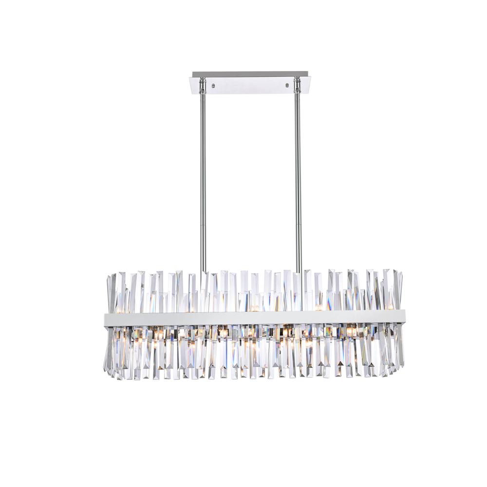 Serephina 36 inch crystal rectangle chandelier light in chrome. Picture 1