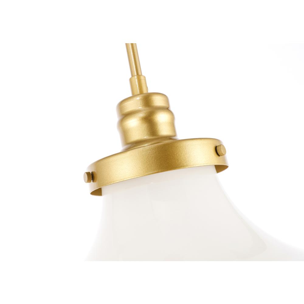 Lyle 1 light Brass and frosted white glass pendant. Picture 12