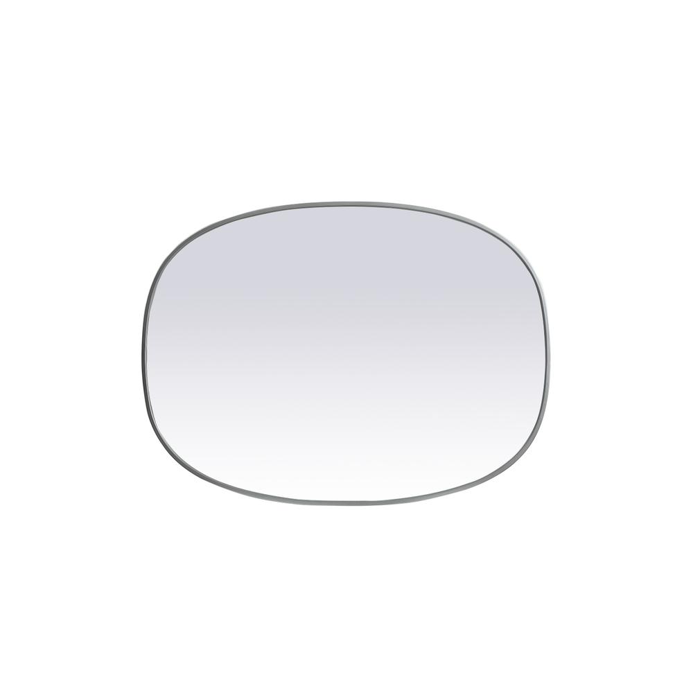 Metal Frame Oval Mirror 30x40 Inch in Silver. Picture 8