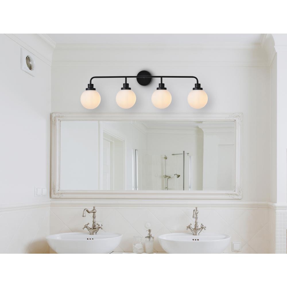 Hanson 4 lights bath sconce in black with frosted shade. Picture 6