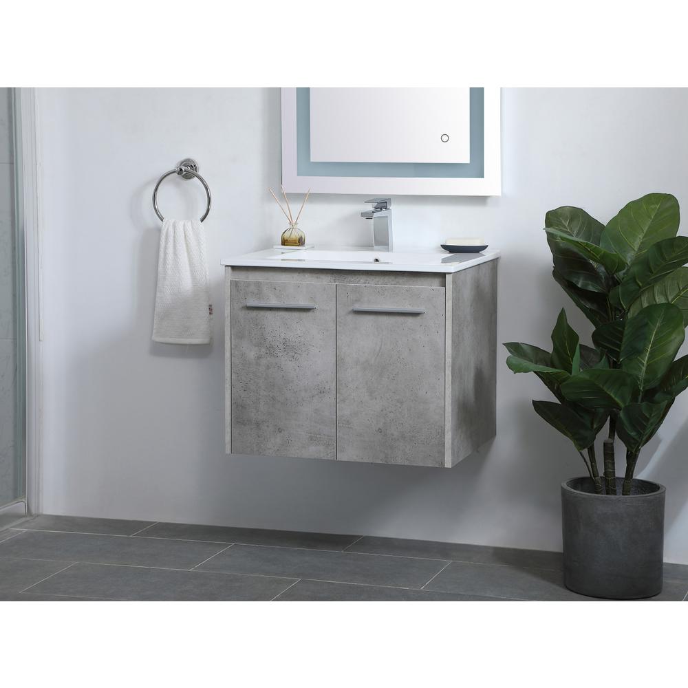 24 inch  Single Bathroom Floating Vanity in Concrete Grey. Picture 2