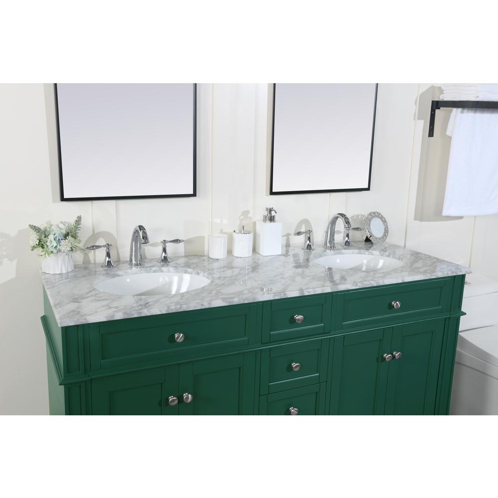 60 inch double bathroom vanity in green. Picture 5
