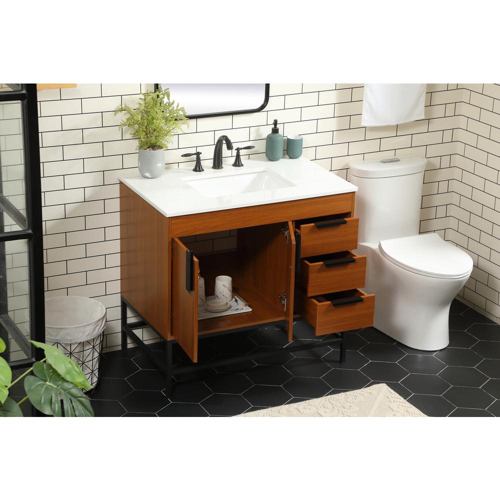 36 inch Single bathroom vanity in teak. Picture 3