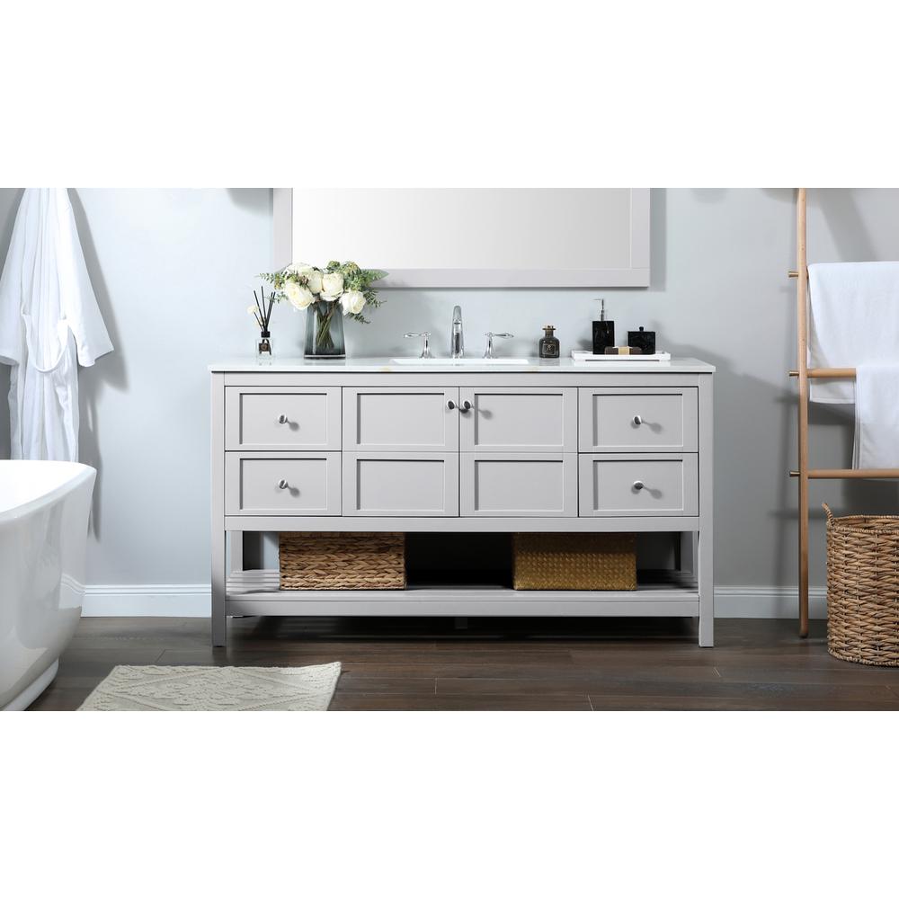 60 inch Single bathroom vanity in grey. Picture 14
