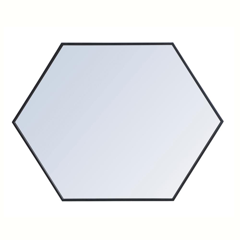 Metal frame hexagon mirror 30 inch in Black. Picture 5