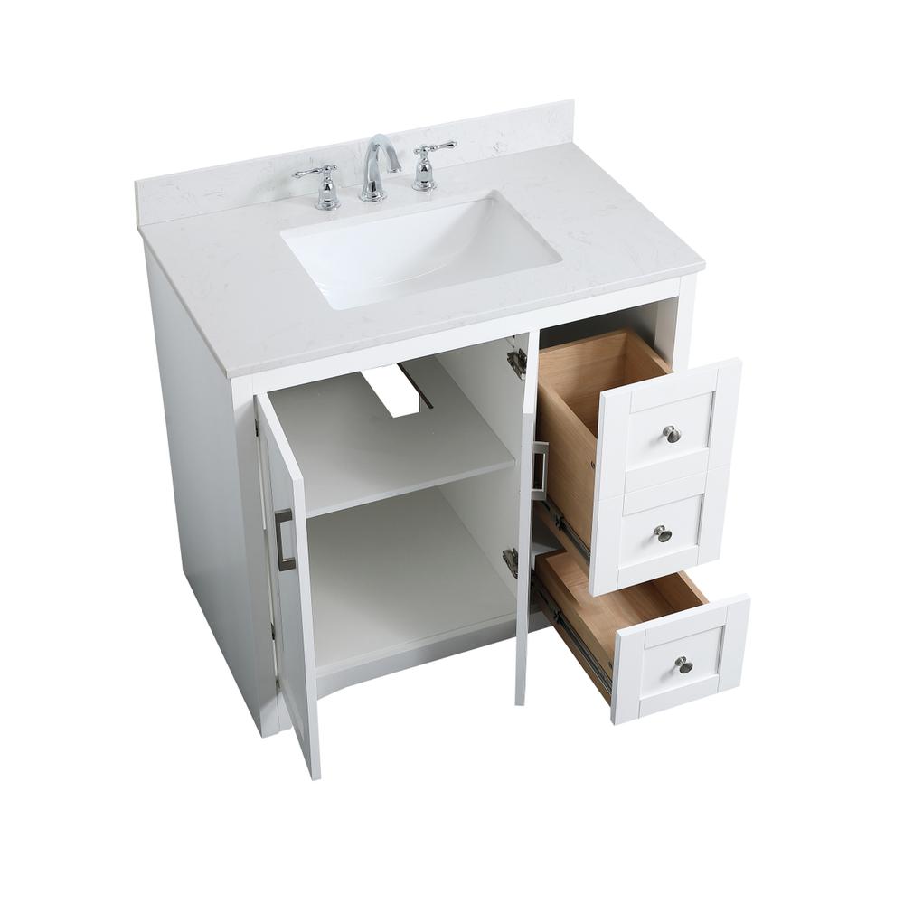 36 inch Single Bathroom Vanity in White with Backsplash. Picture 10