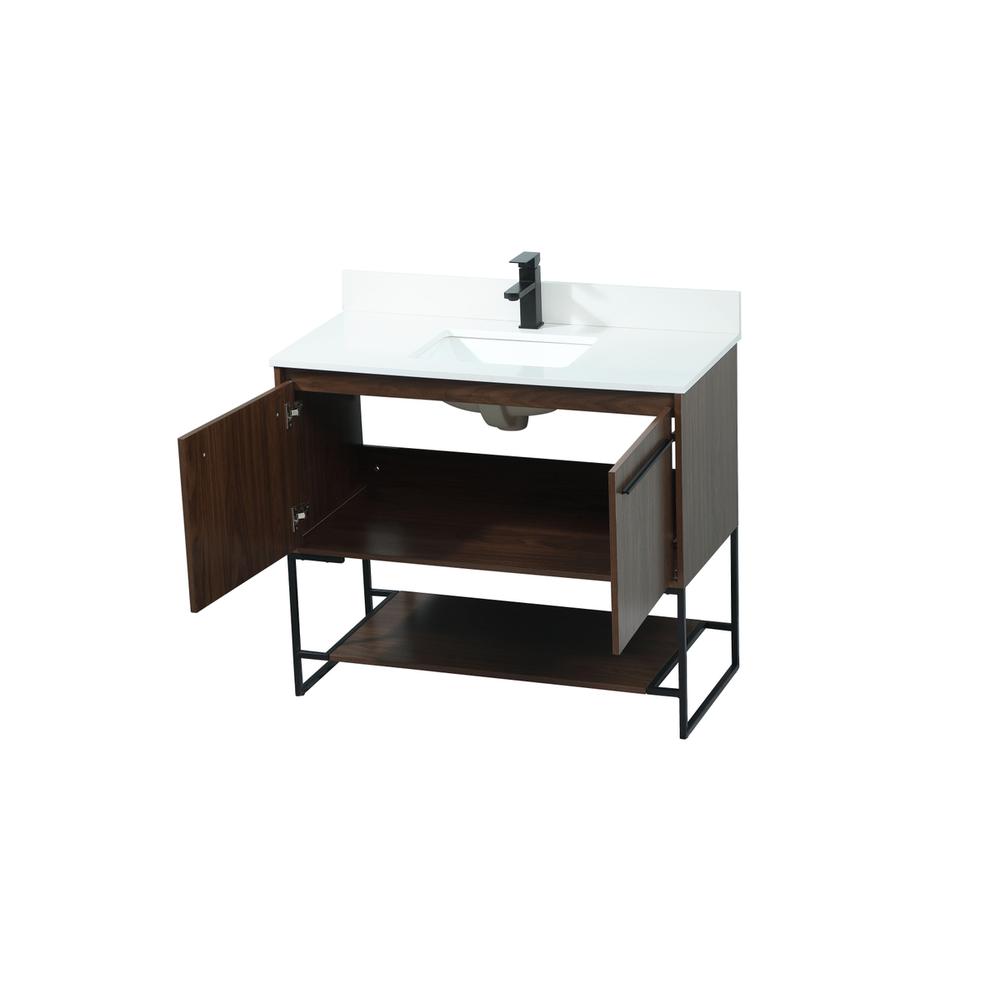 40 inch Single bathroom vanity in walnut with backsplash. Picture 9