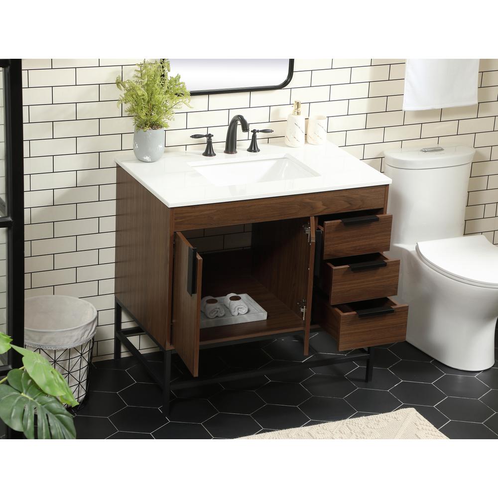 36 inch Single bathroom vanity in walnut. Picture 3
