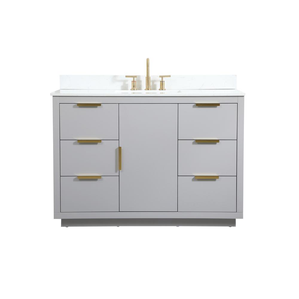 48 inch Single bathroom vanity in grey with backsplash. Picture 1