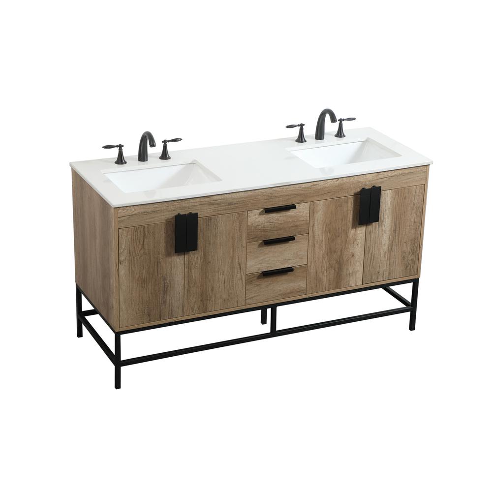 60 inch double bathroom vanity in natural oak. Picture 8