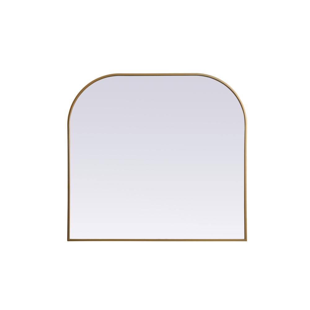 Metal Frame Arch Mirror 40x38 Inch in Brass. Picture 1