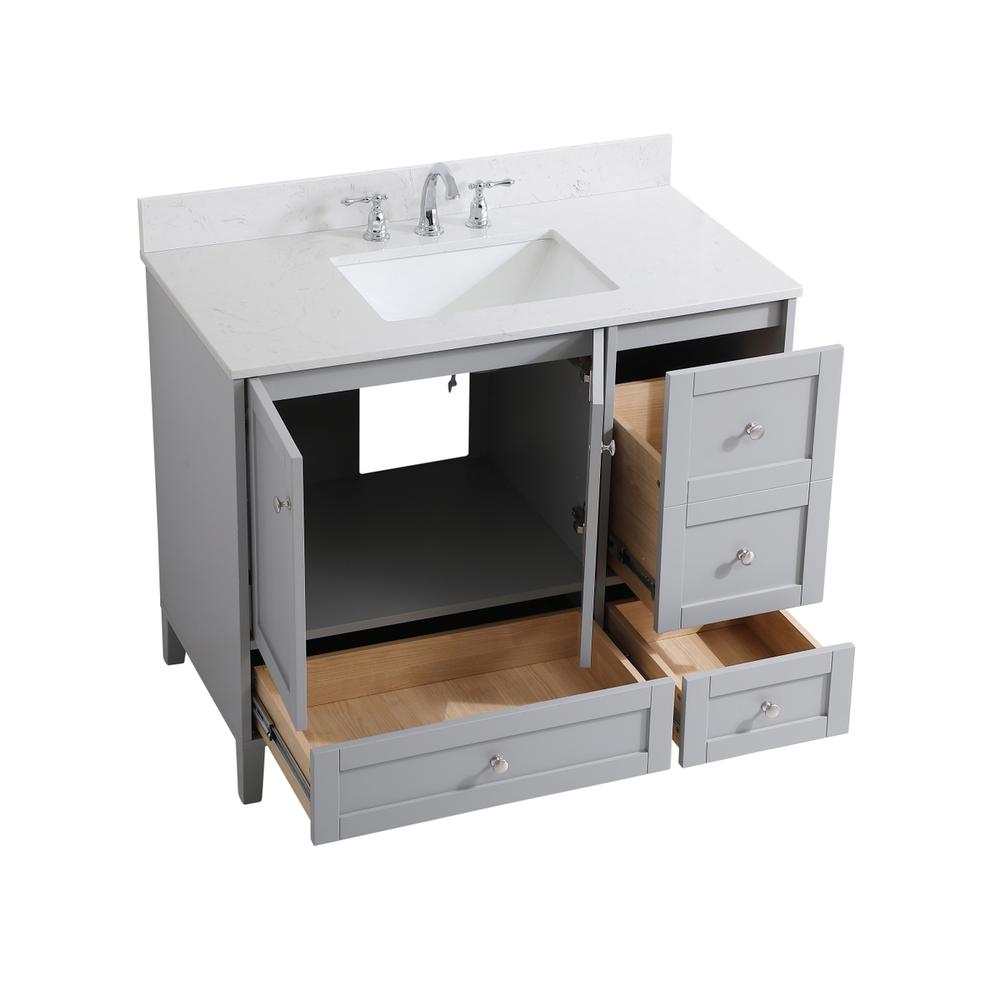 42 inch Single Bathroom Vanity in Grey with Backsplash. Picture 10