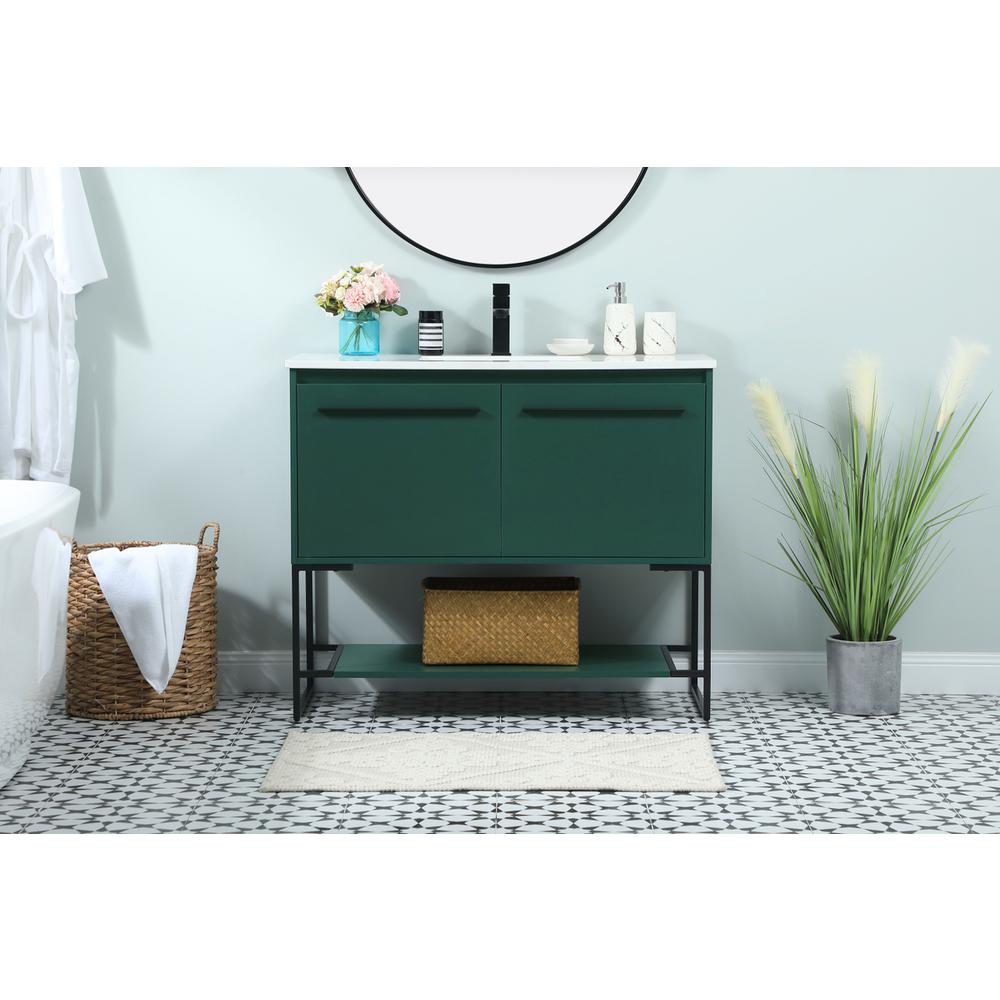 40 inch Single bathroom vanity in green. Picture 14