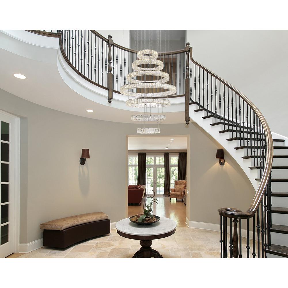 Monroe 40 inch LED seven ring chandelier in chrome. Picture 7