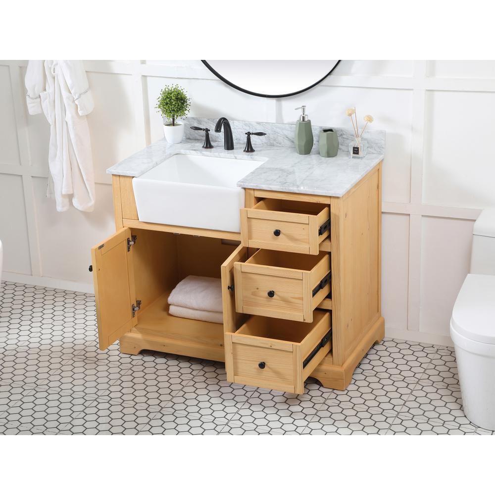 42 inch Single bathroom vanity in natural wood with backsplash. Picture 3