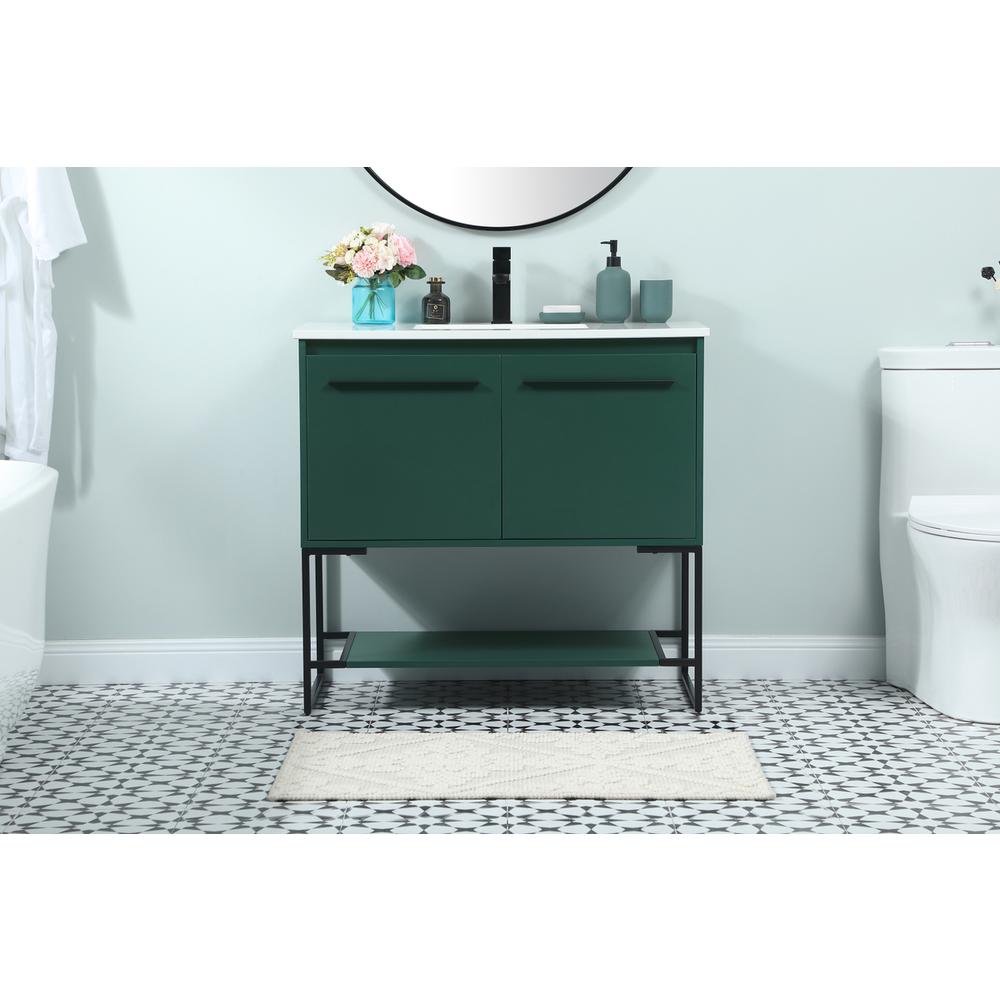 36 inch Single bathroom vanity in green. Picture 14