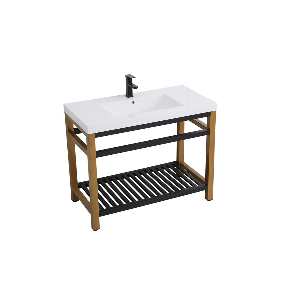 42 inch Single Bathroom Metal Vanity in Golden Black. Picture 7