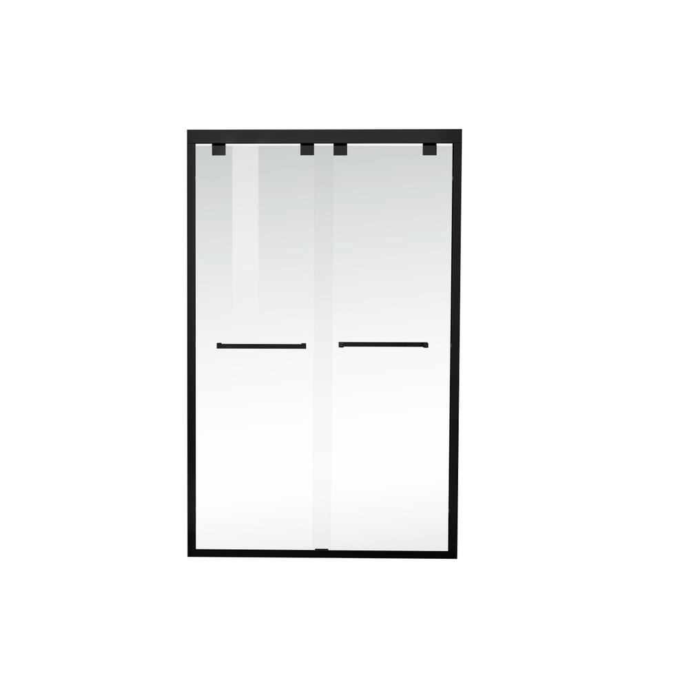 Semi-frameless shower door 48 x 76 Matte Black. Picture 10
