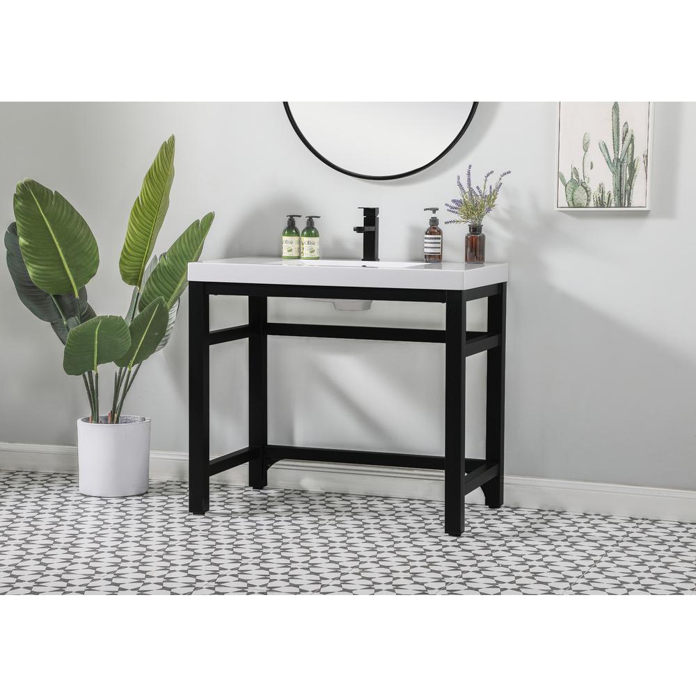 36 inch ADA compliant Single bathroom metal vanity in black. Picture 2