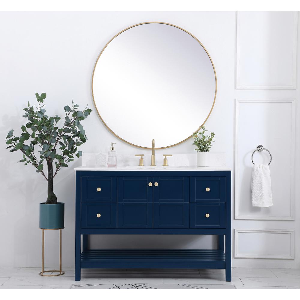 48 inch Single Bathroom Vanity in Blue with Backsplash. Picture 4