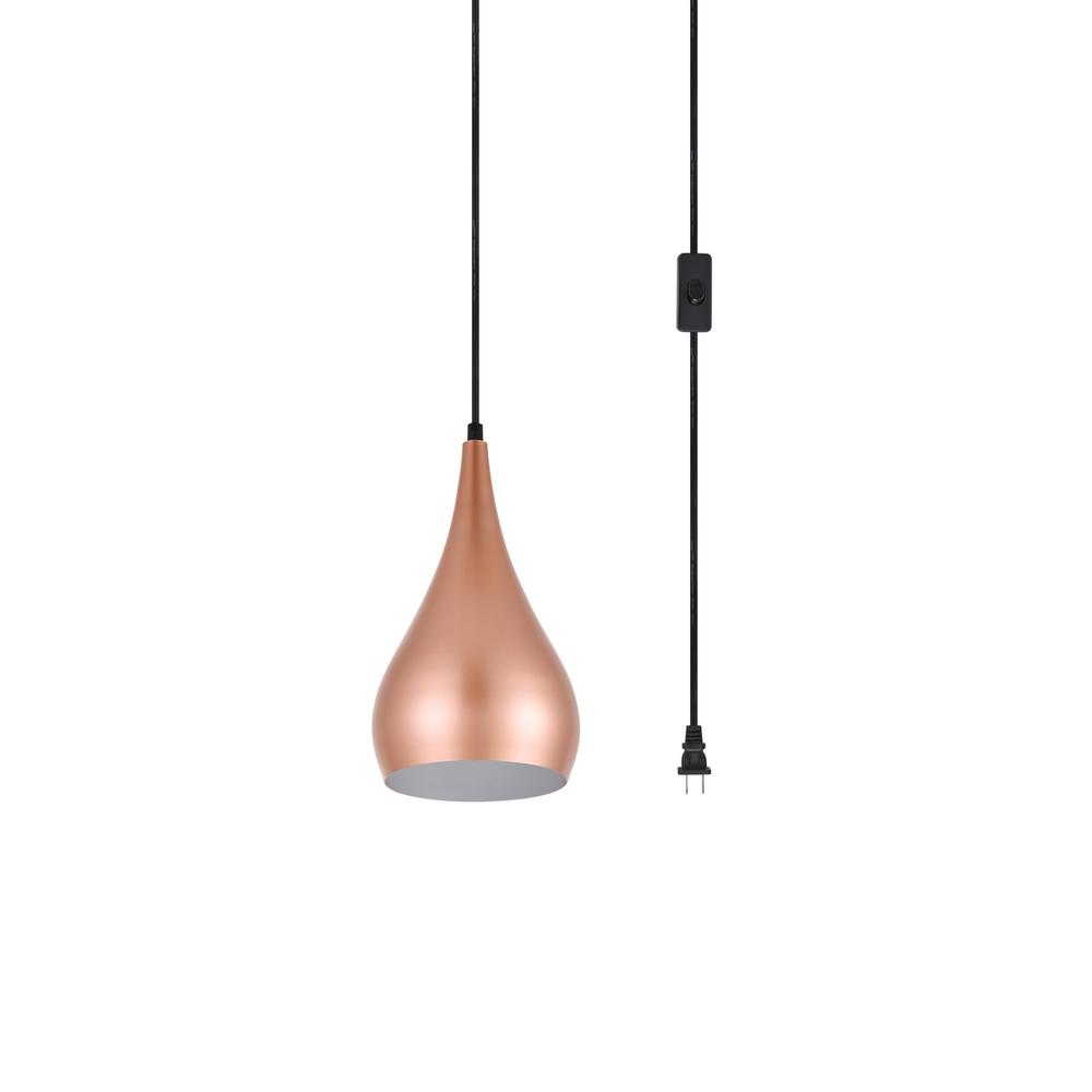Nora 1 Light honey gold plug-in pendant. Picture 2