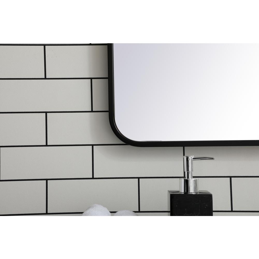 Soft corner metal rectangular mirror 27x40 inch in Black. Picture 3