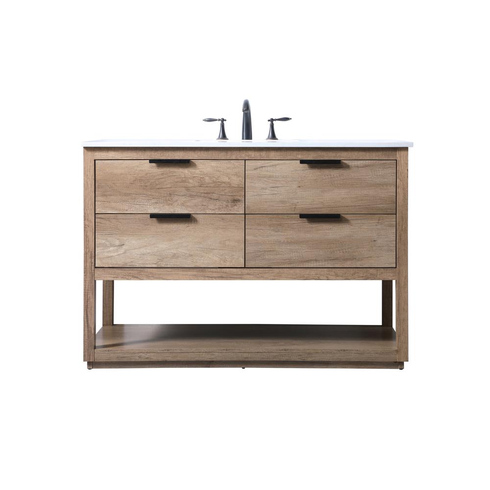 48 Inch SIngle Bathroom Vanity In Natural Oak. Picture 1