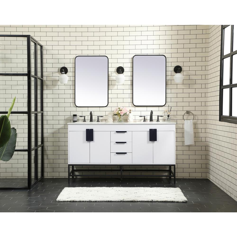 60 inch double bathroom vanity in white. Picture 4