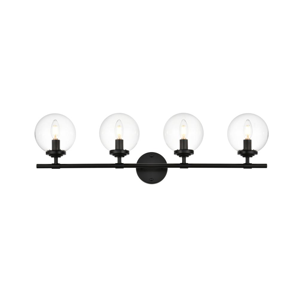 Ingrid 4 light Black and Clear Bath Sconce. Picture 1