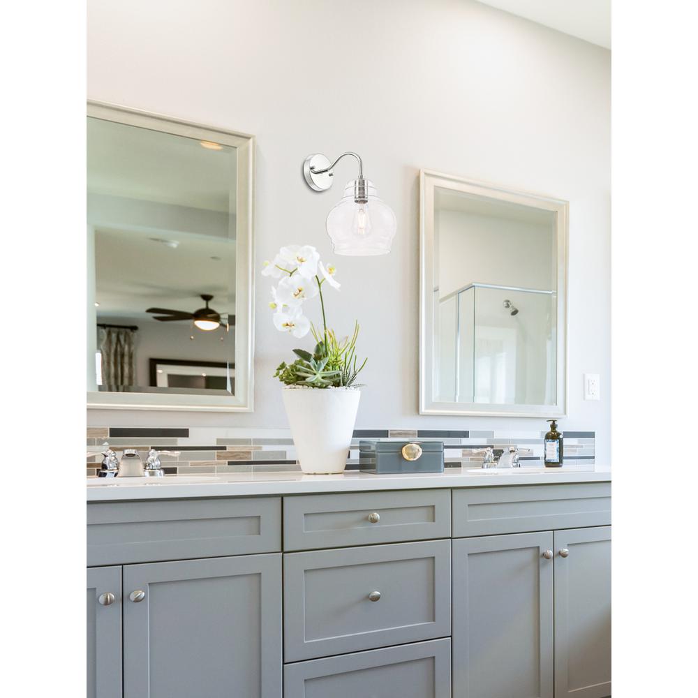 Pierce 1 light Chrome and Clear seeded glass wall sconce. Picture 1