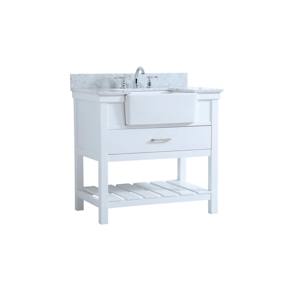 36 inch Single bathroom vanity in white with backsplash. Picture 7