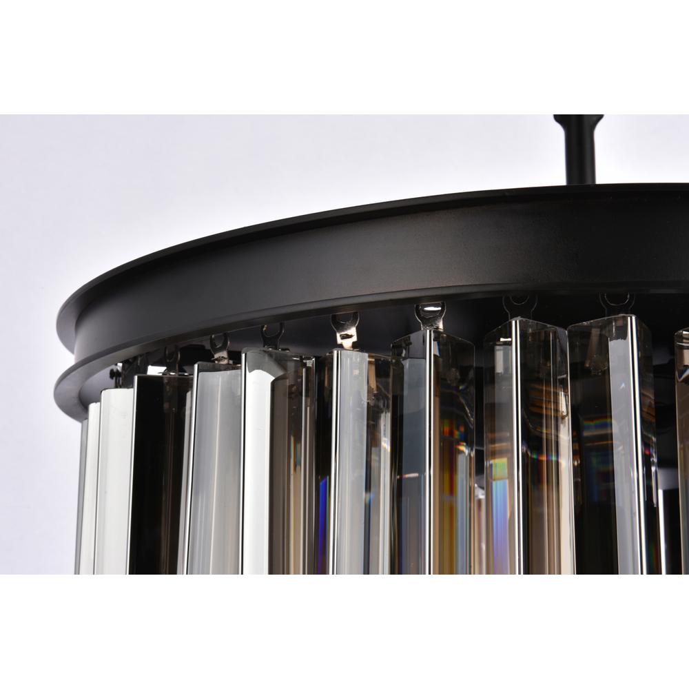Sydney 6 light Matte Black Pendant Silver Shade (Grey) Royal Cut Crystal. Picture 5