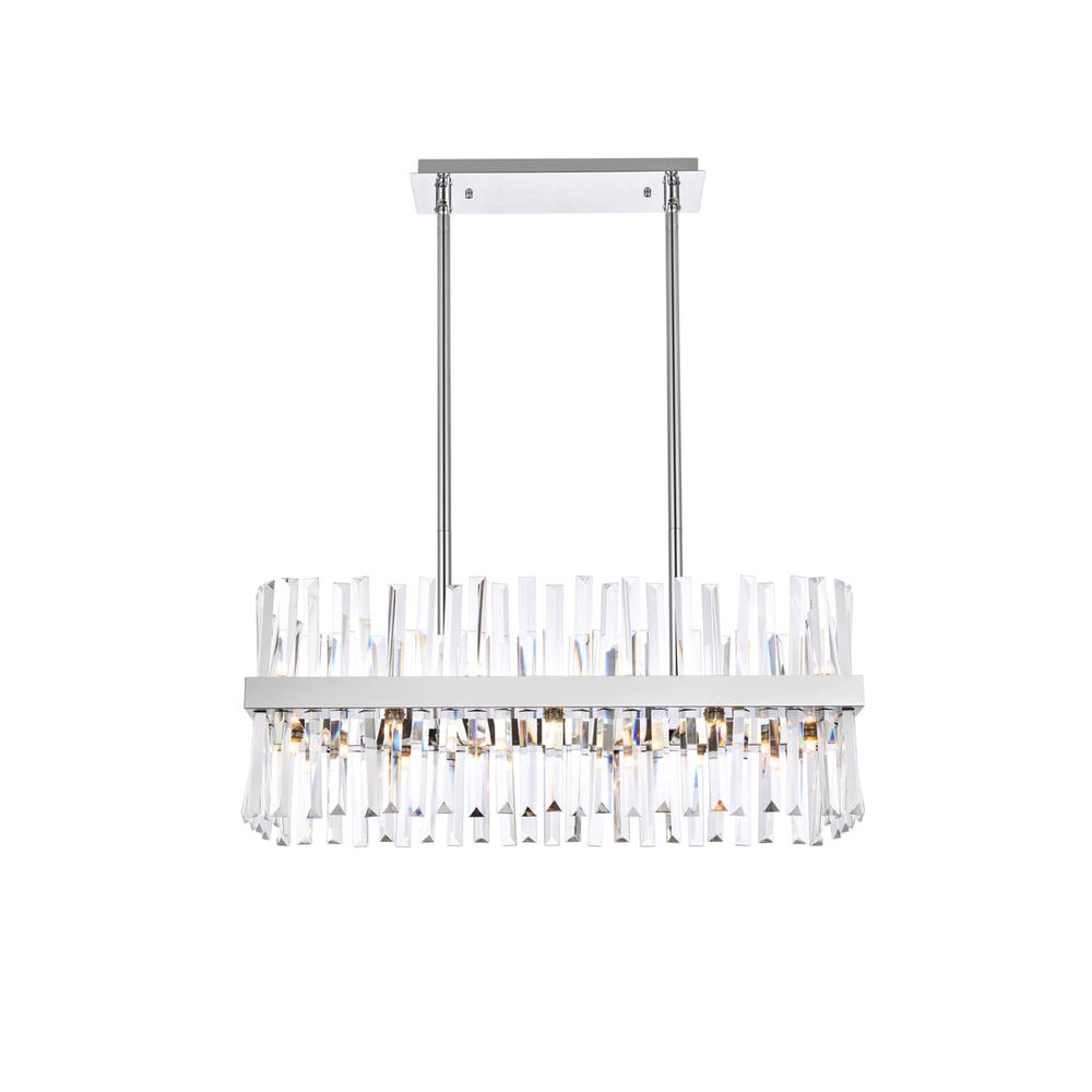 Serephina 30 inch crystal rectangle chandelier light in chrome. Picture 1