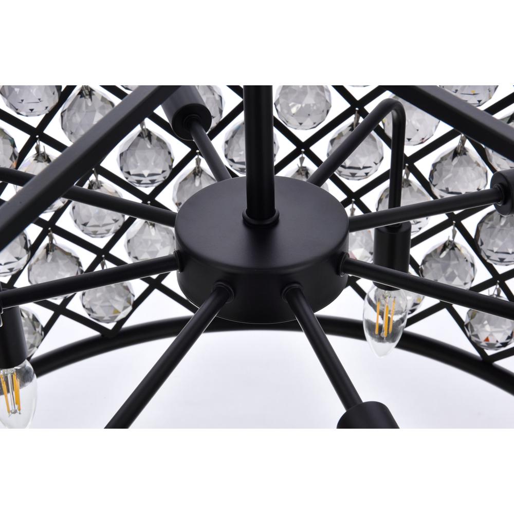 Madison 8 light Matte Black Chandelier Silver Shade (Grey) Royal Cut Crystal. Picture 5
