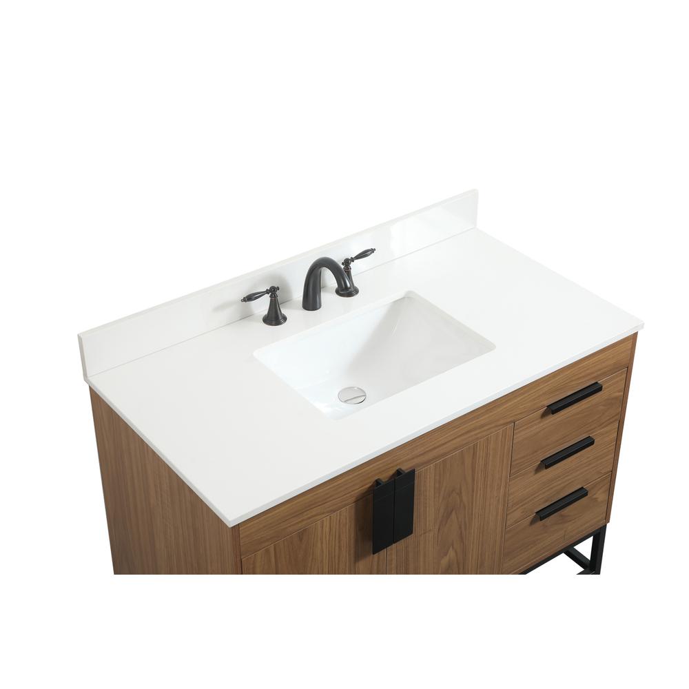 42 inch Single bathroom vanity in walnut brown with backsplash. Picture 10